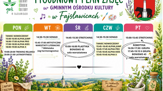 Nowy plan zajęć w Gminnym Ośrodku Kultury w Fajsławicach