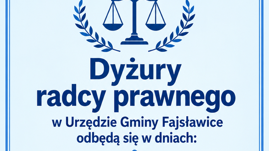 Terminy dyżurów radcy prawnego i psychologa listopad