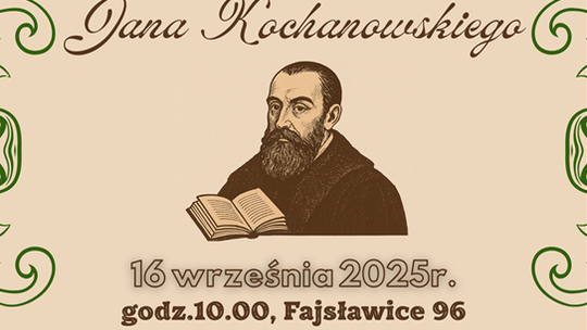 Plakat informuje wydarzeniu Narodowe Czytanie, które odbędzie się 16 września 2025r. w sali widowiskowej Gminnego Ośrodka Kultury w Fajsławicach