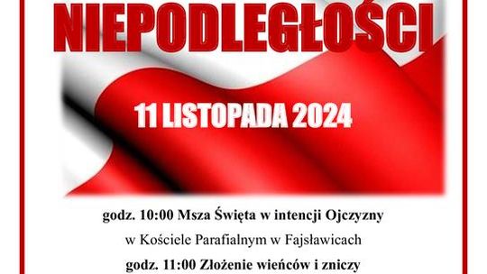 Plakat informuje o gminnych obchodach Narodowego Święta Niepodległości