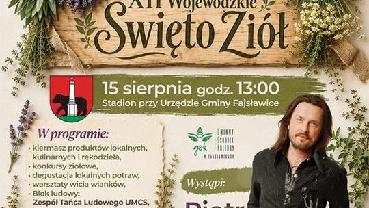 Zapraszamy na XII Wojewódzkie Święto Ziół