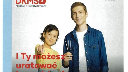 Plakat informuje o Akcji rejestracji potencjalnych dawców szpiku, która odbędzie się 21 marca 2026r. w Gminnym Ośrodku Kultury w Fajsławicach