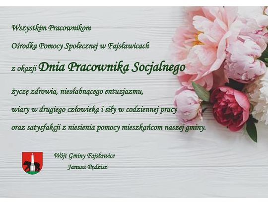 Grafika przedstawia życzenia z okazji Dnia Pracownika Socjalnego