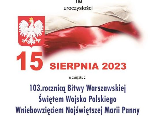 Plakat informuje o obchodzch 103. rocznicy Bitwy Warszawskiej, które odbędą się 15 sierpnia 2023r. w Krasnymstawie