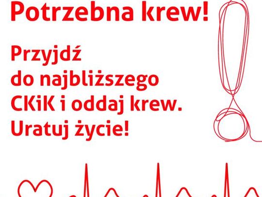 Plakat informuje o apelu Regionalnego Centrum Krwiodastwa i Krwiolecznictwa w Lublinie o oddawaniu krwi