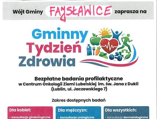 Skorzystaj z bezpłatnych badań profilaktycznych! Plakat informuje o zapisach na bezpłatne badania profilaktyczne, które odbędą się w Centrum Onkologii Ziemi Lubelskiej