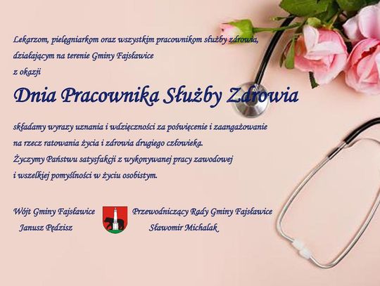 Życzenia z okazji Dnia Pracownika Służby Zdrowia Grafika przedstawia życzenia z okazji Dnia Pracownika Służby Zdrowia, który przypada na 7 kwietnia