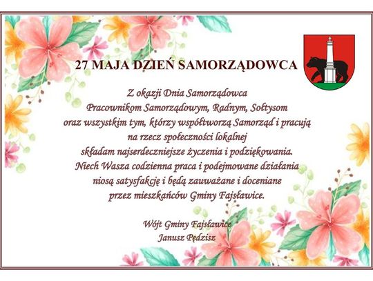 Grafika przedstawia życzenia z okazji Dnia Samorządu Terytorialnego