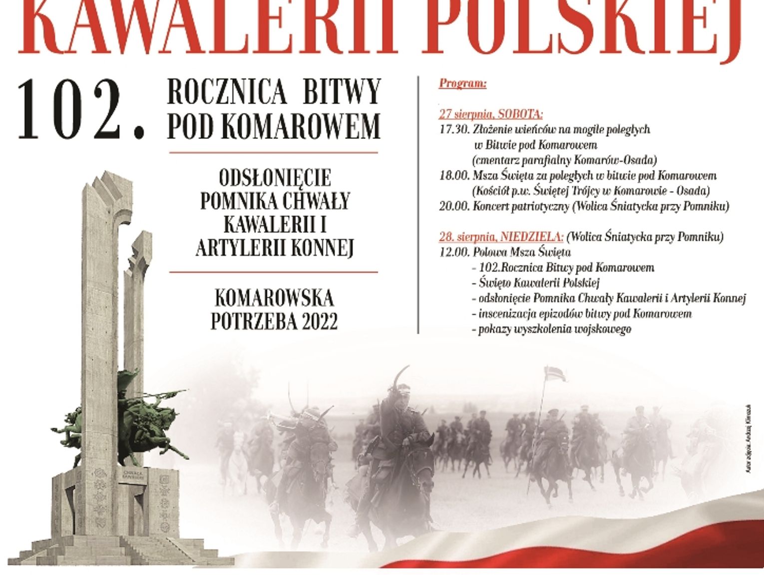 102. ROCZNICA BITWY POD KOMAROWEM - ŚWIĘTO KAWALERII POLSKIEJ