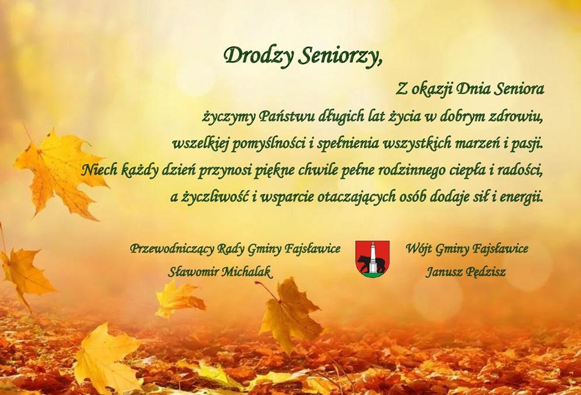 Grafika przedstawia życzenia z okazji Dnia Seniora