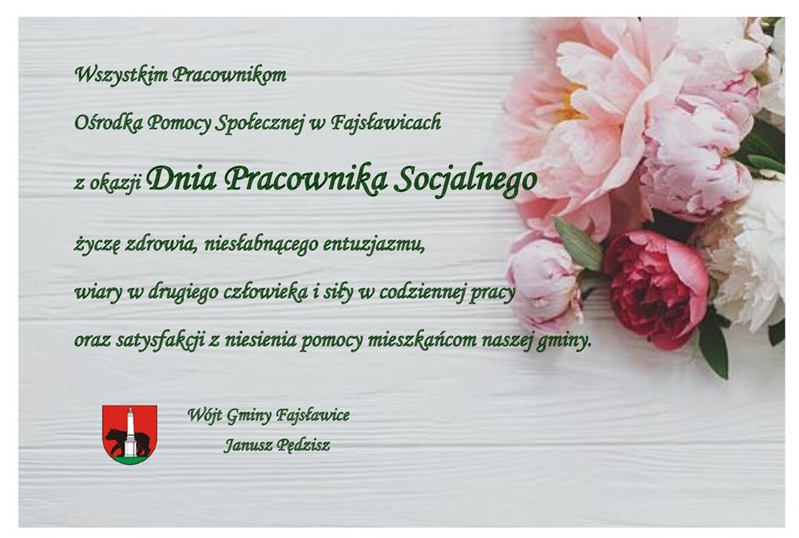 Grafika przedstawia życzenia z okazji Dnia Pracownika Socjalnego