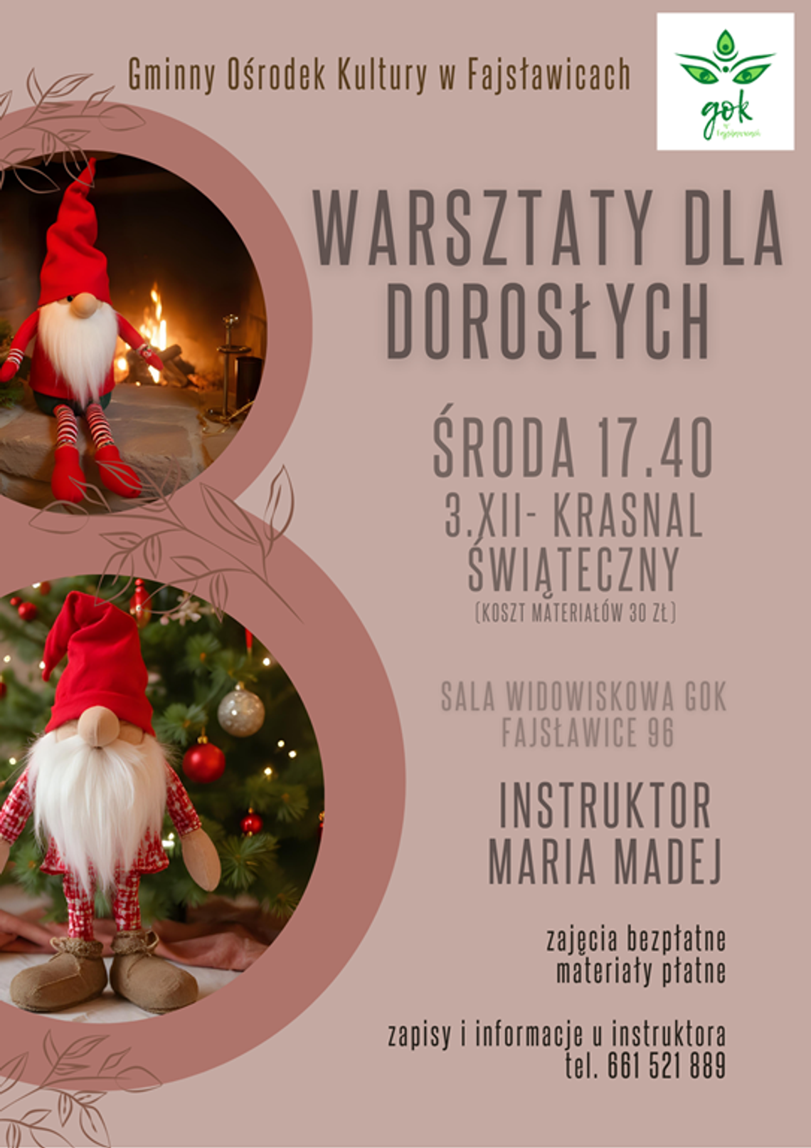 Bogata oferta Gminnego Ośrodka Kultury w Fajsławicach na grudzień 2025