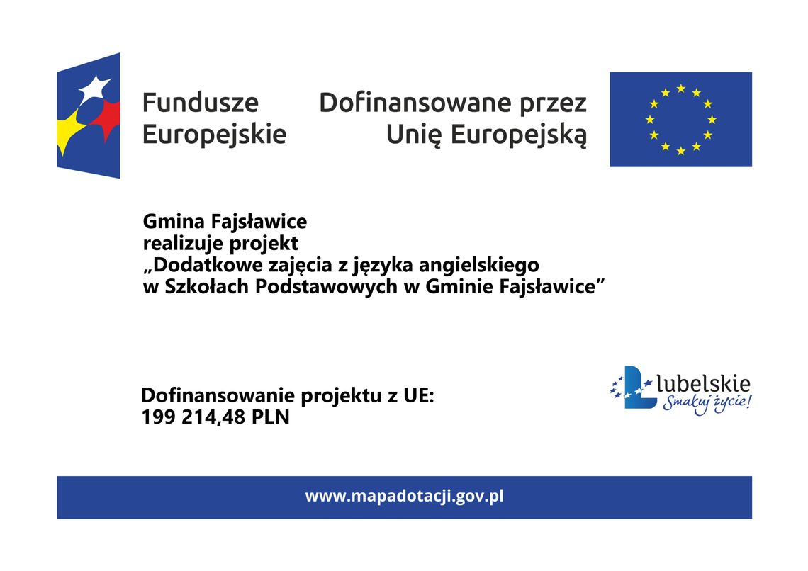 „DODATKOWE ZAJĘCIA Z JĘZYKA ANGIELSKIEGO  W SZKOŁACH PODSTAWOWYCH W GMINIE FAJSŁAWICE”