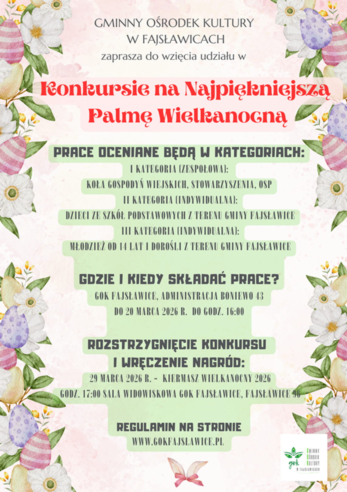 Plakat informuje o Konkursie na Najpiękniejszą Palmę Wielkanocną