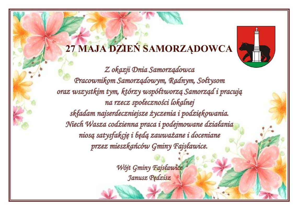 Grafika przedstawia życzenia z okazji Dnia Samorządu Terytorialnego